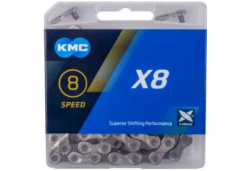 LANAC MTB, KMC BX-08NG, X8 1/2X3/32, 7/8 BR. 114ČL. SREBRNI (PAK)