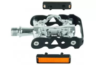 PEDALE SPD 9/16 KOMBINIRANE ALU M-WAVE PEASY, + BLOKEJE , BOJA: SREBRNO-CRNA