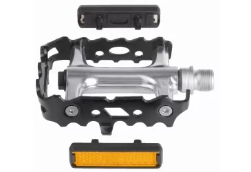 PEDALE MTB 9/16” ALU CRNO-SREBRNE+REFL.