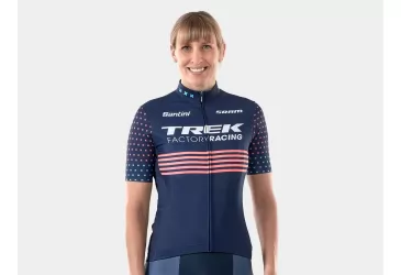 MAJICA SANTINI TREK FACTORY RACING WOMEN'S CX TEAM REPLICA CYCLING JERSEY, DARK BLUE/RADIOACTIVE CORAL L