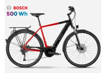 BREEZER e-Bike POWERTRIP EVO 2.1+ Black Vinyl Red / Bosch Performance 500 Wh - e-CITY / e-HYBRID - MUŠKI - Akcija 47%