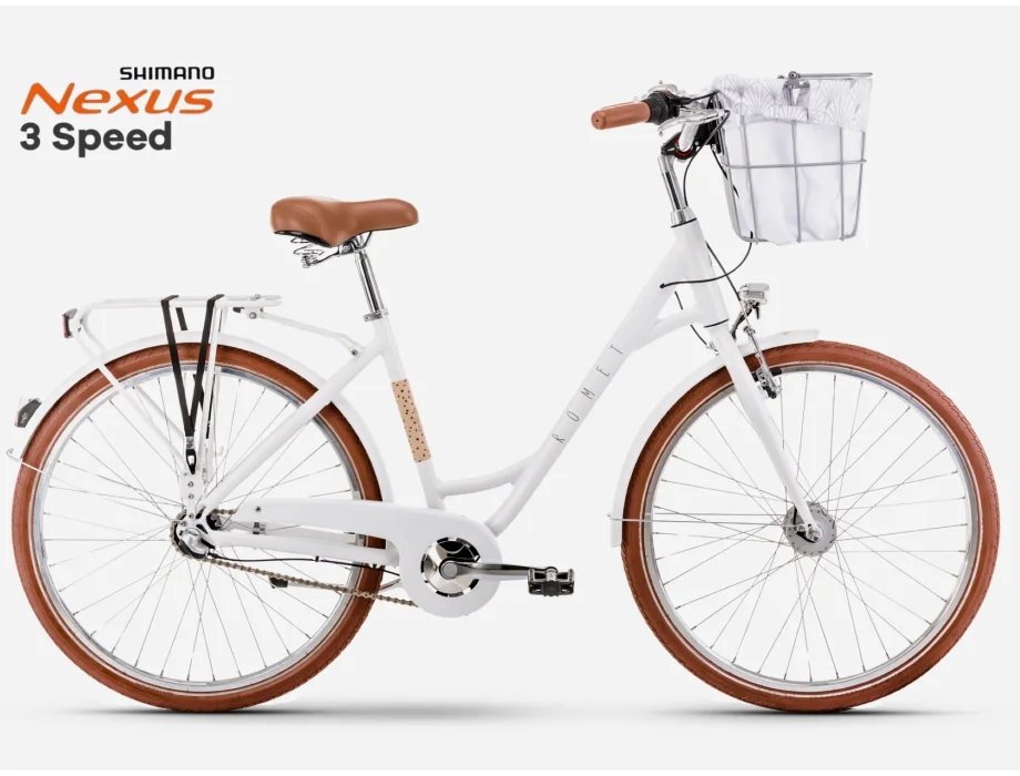 BICIKL ROMET, POP ART CLASSIC 26 26” LADY, SHIMANO NEXUS 3 BRZINE, LOWSTEP, WHITE - CITY / HYBRID - ŽENSKI
